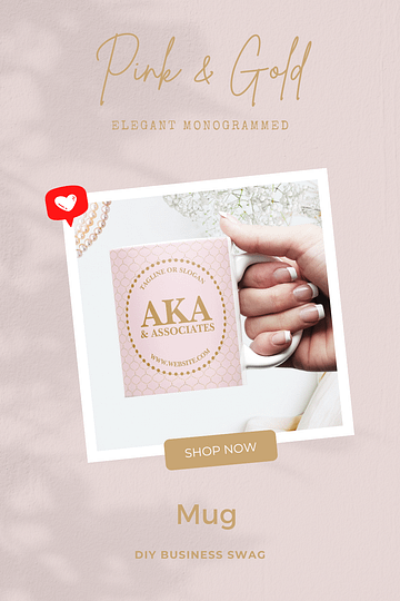 Pink and Gold Monogram Gold Trellis Business Logo Mug