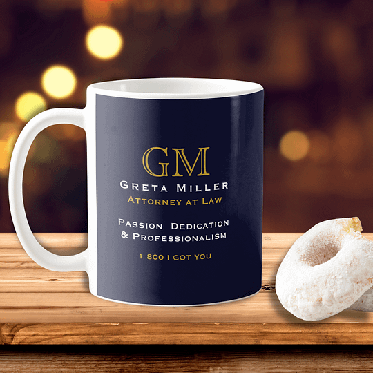2 Letter Monogram - Mug - Navy Blue & Gold