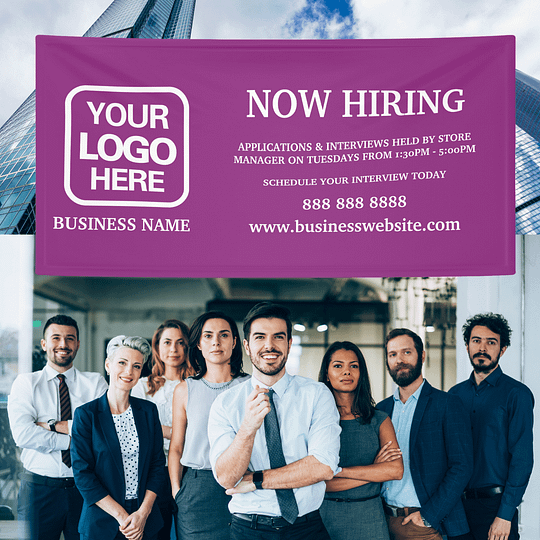 Sample of an eye catching "Now hiring banner"