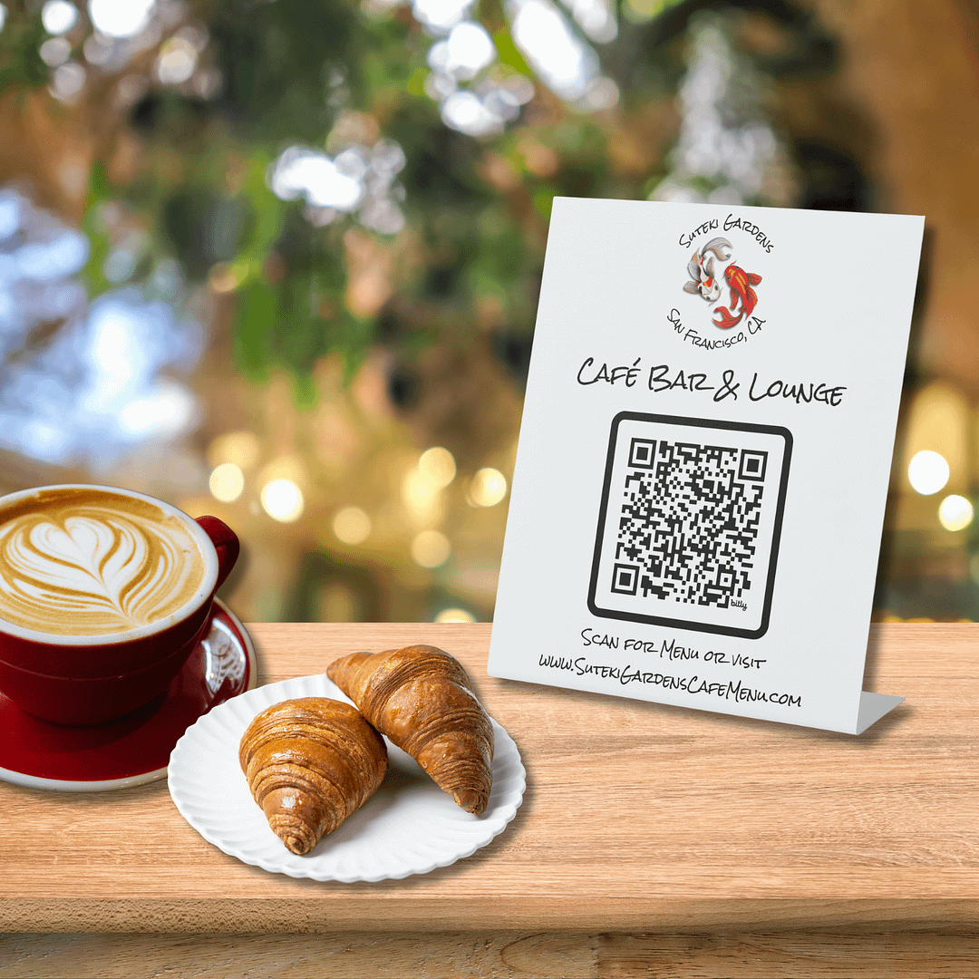 QR Code Menu Pedestal Sign with Yin Yang Koi Fish Design