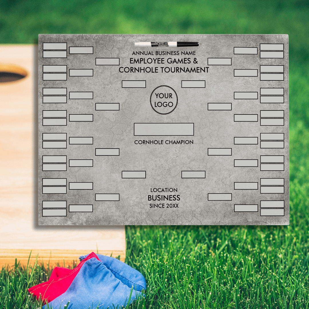 Business Logo Gray Grunge Cornhole Score Board