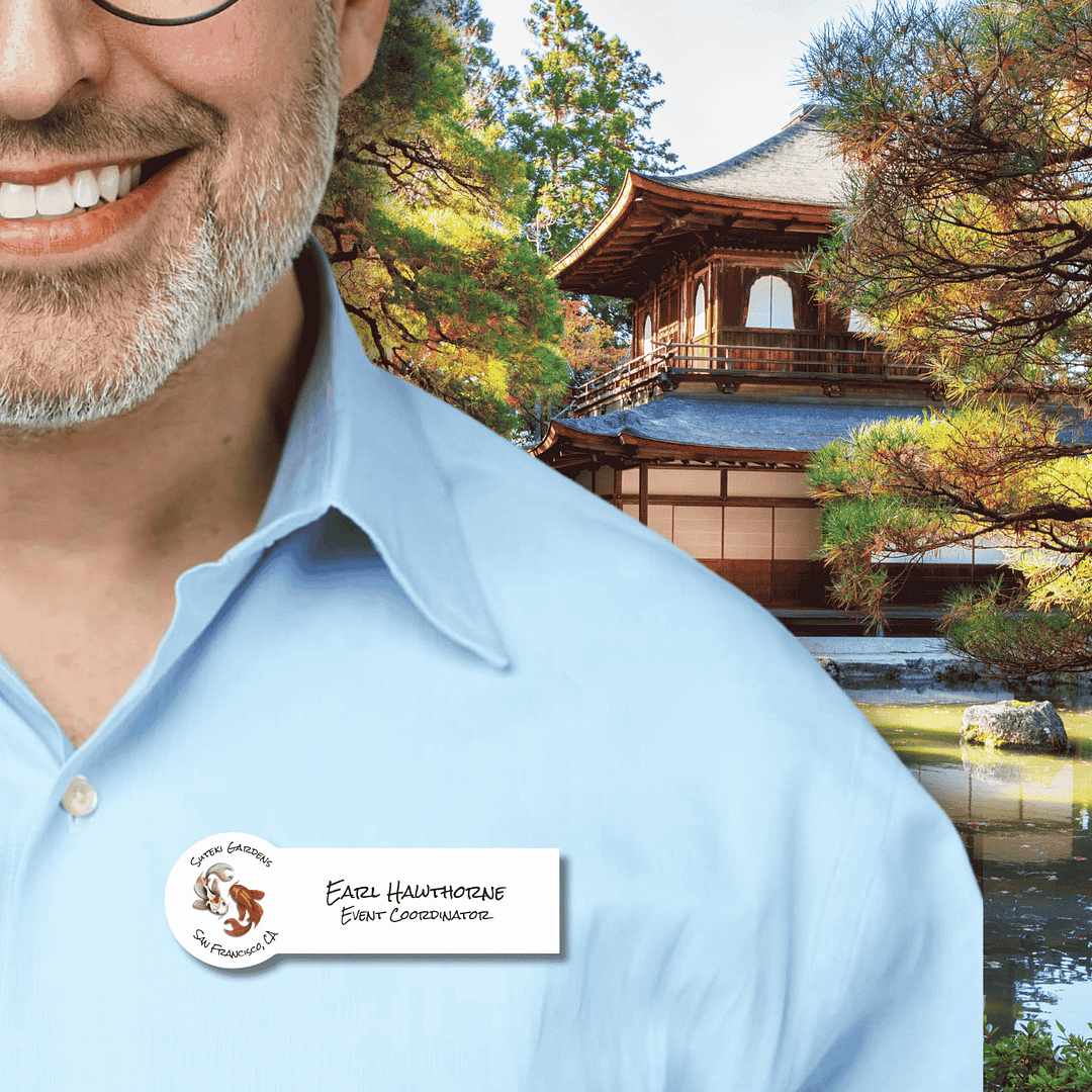 Yin Yang Koi Fish Business Logo Japanese Garden Name Tag