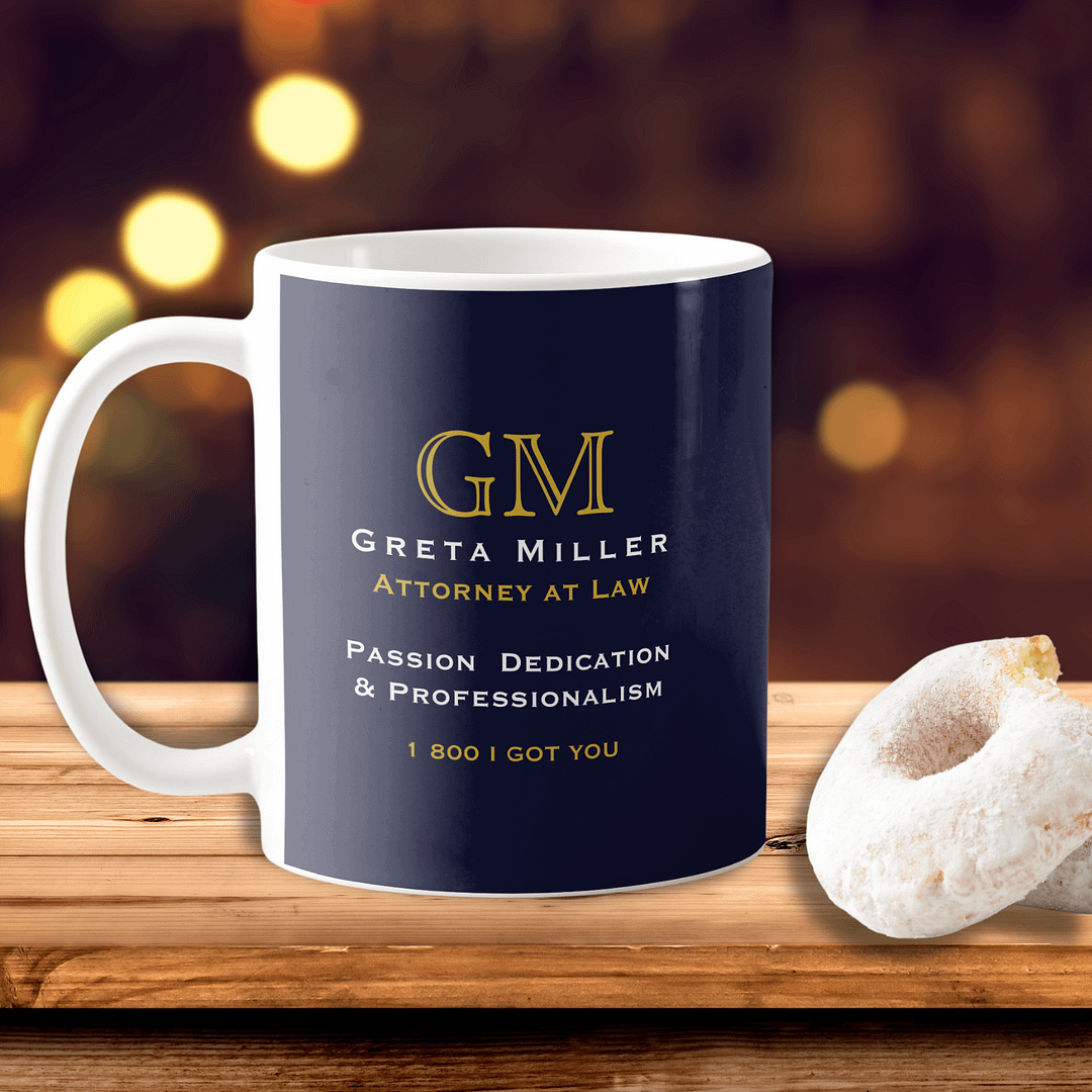 Business Executive Elegant Dark Blue Gold Monogram Coffee Mug