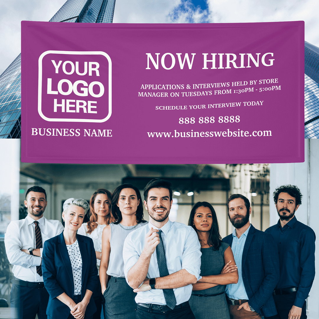 Now Hiring Magenta Business Banner