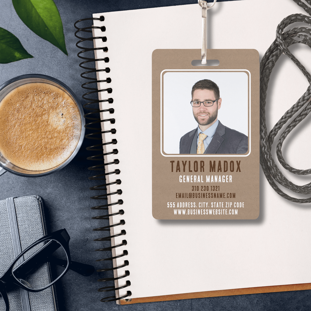 Rustic Charm Kraft Paper Employee Business Badge