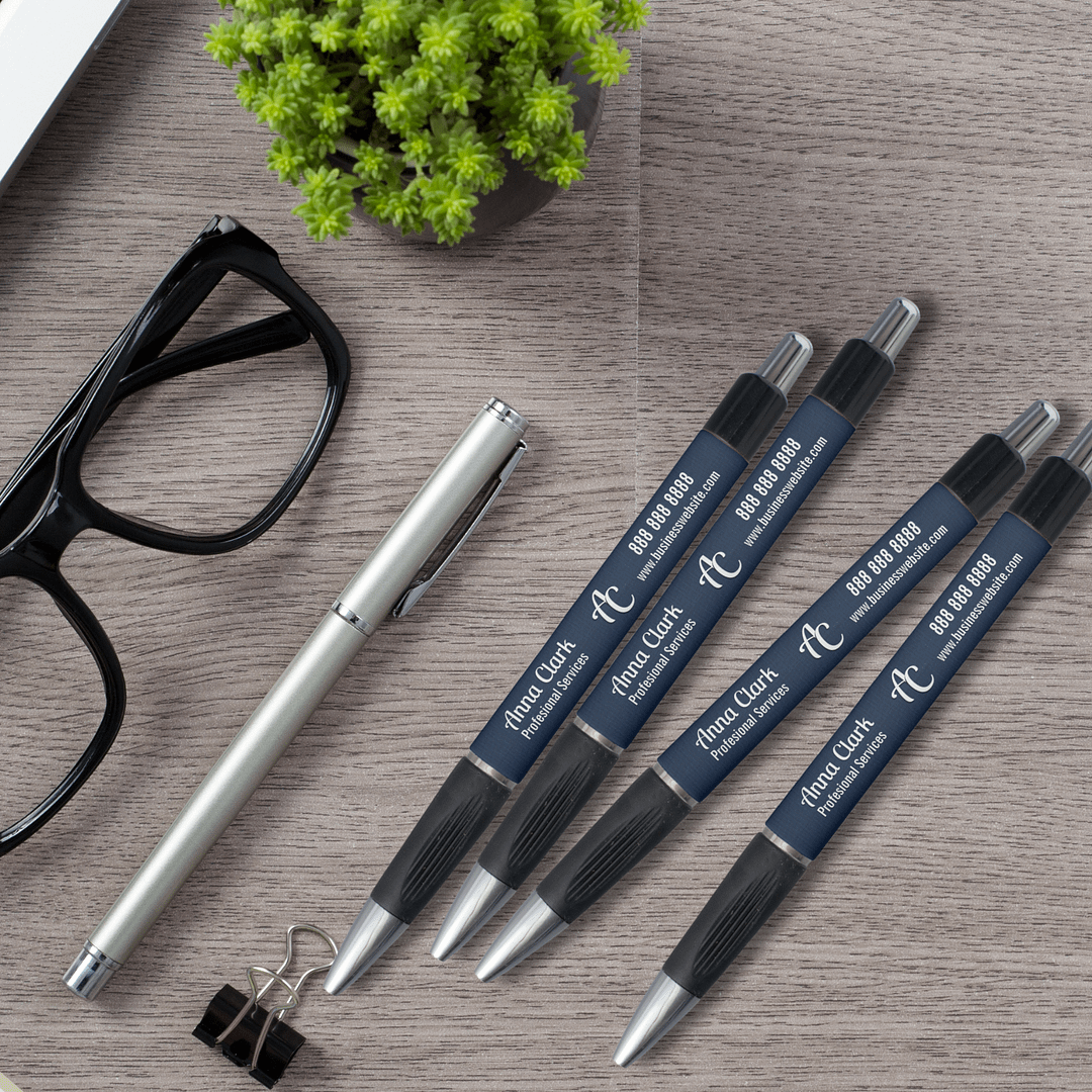 Professional 2 Letter Monogram Navy Blue Textured Pen