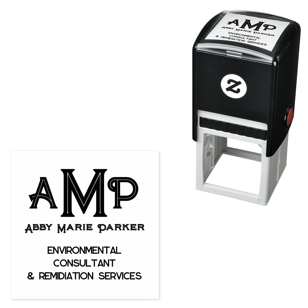 Custom Business Monogram Logo with Tagline Self-inking Stamp