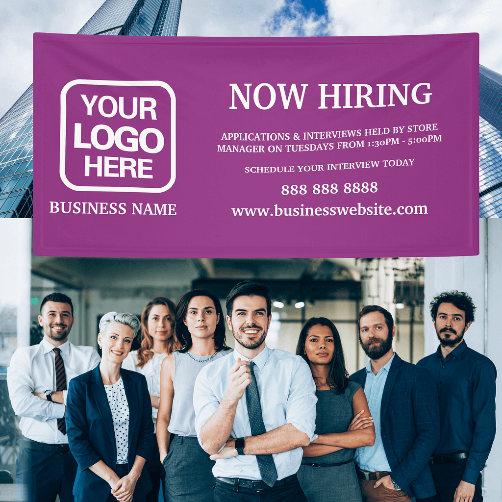 Sample of an eye catching "Now hiring banner"