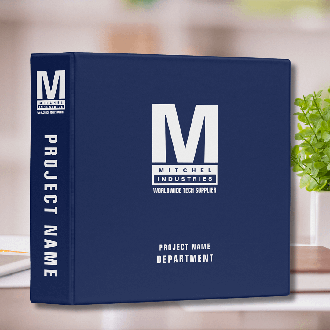 Bold Modern Monogram Business Logo Blue 3 Ring Binder