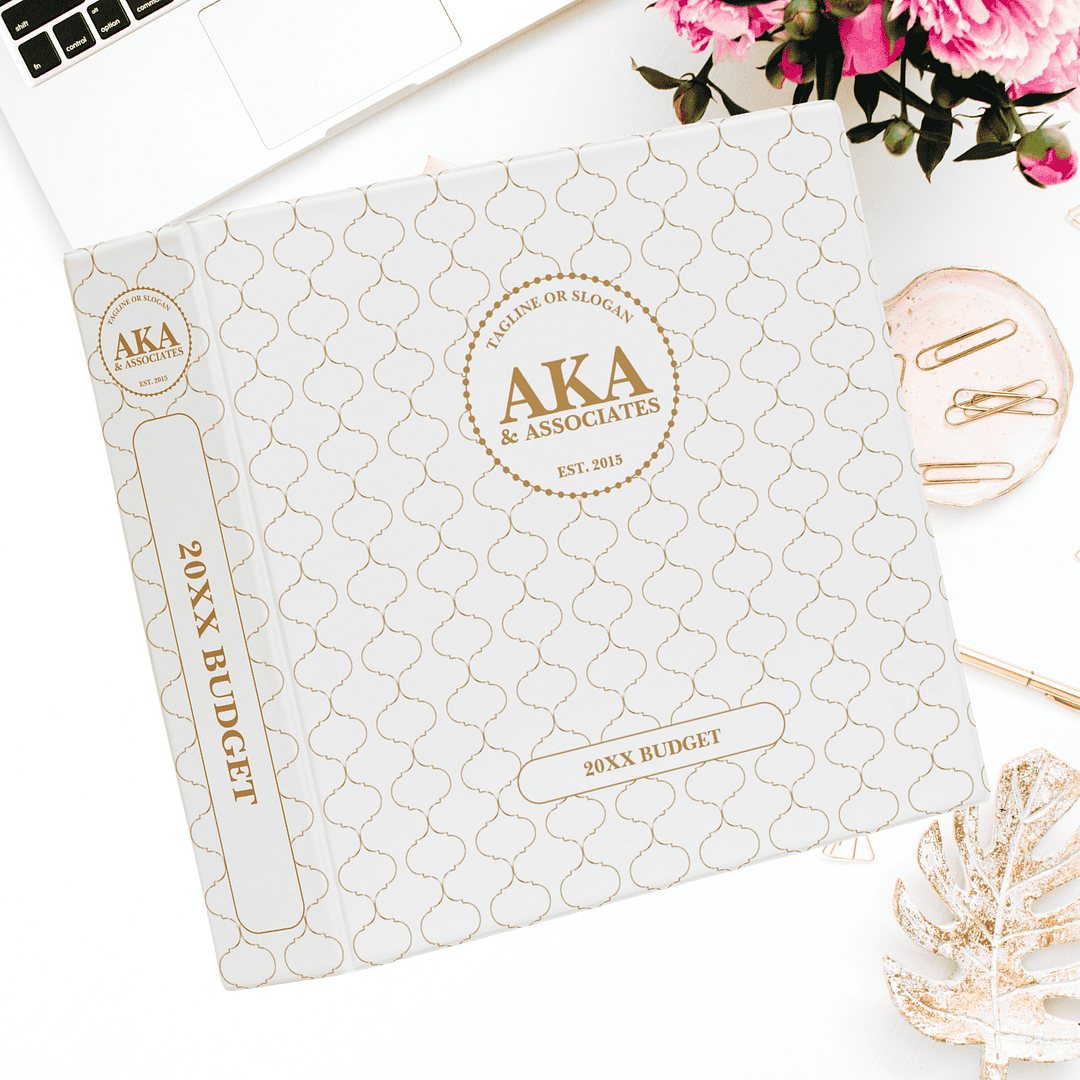 Elegant Gold Trellis Business Monogram 3 Ring Binder