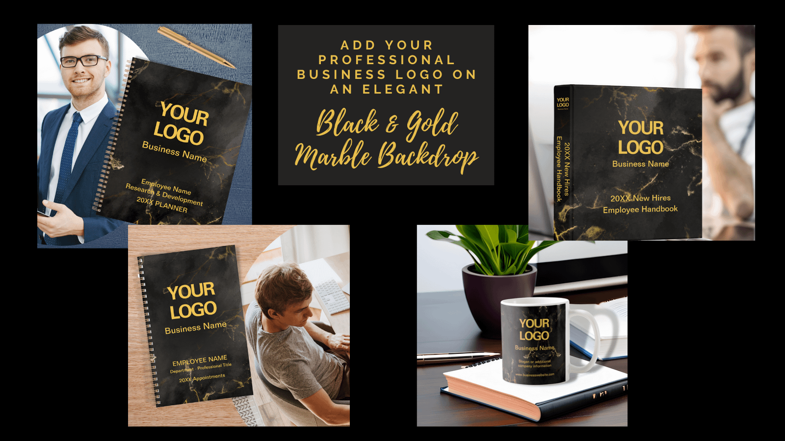 Professional Business Logo - Black and Gold Marble Collection By DIY Business Swag available at diybusinessswag.com