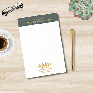 Dark Green Gold 3 Letter Business Monogram Logo Post-it Notes