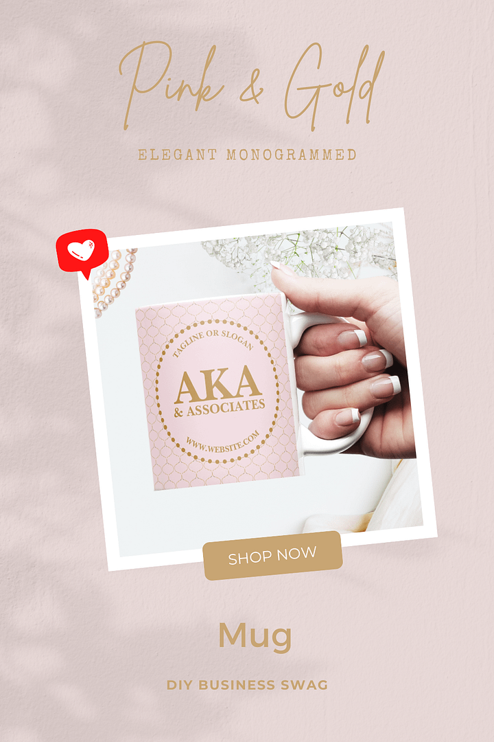 Pink and Gold Monogram Gold Trellis Business Logo Mug